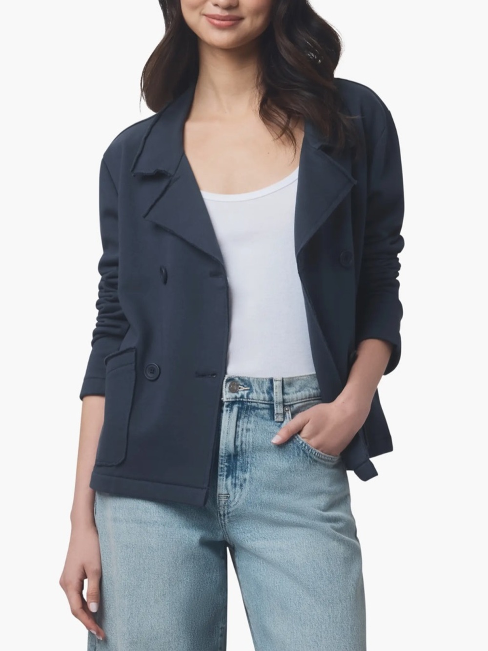 Splendid Diana Double Breasted Cotton French Terry Blazer